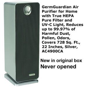 Germ Guardian Air-Purifier True HEPA Unit for 728 SF areas; 22" tall (Brand New)